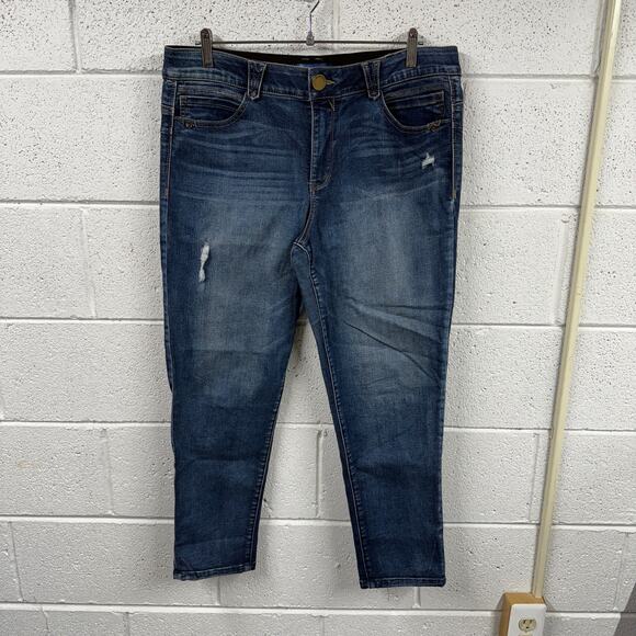 Democracy Size 16 Ab Solution High Rise Distressed Ankle Skimmer Jeans Slimming - Picture 1 of 12